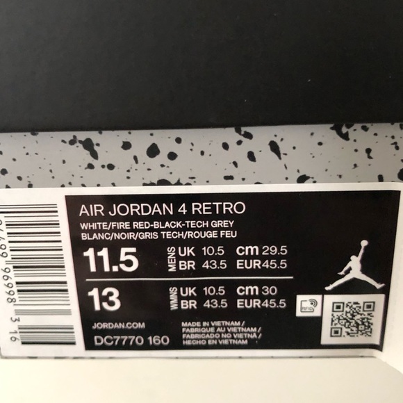 Air Jordan 4 “Fire Red” 4’s (2020 Release) - Picture 7 of 8